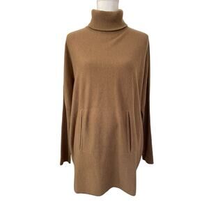 Garnet Hill Womens Wool Cashmere Turtleneck Sweater Size S Tan Cozy Quiet Luxury